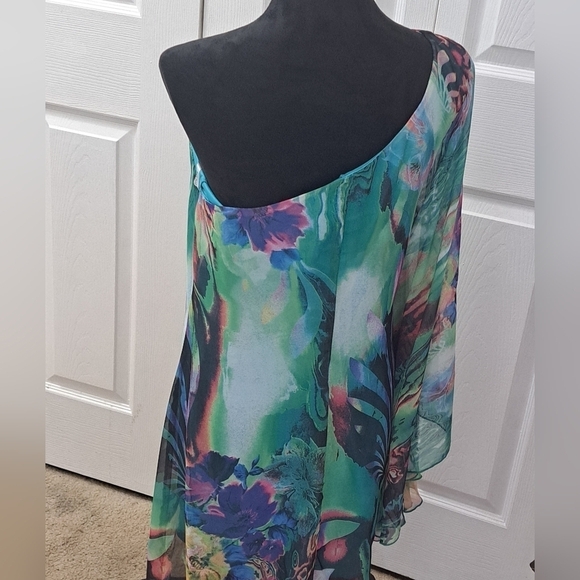 Bisou Bisou One Shoulder Chiffon Mini Dress   Size 10 - Picture 4 of 10